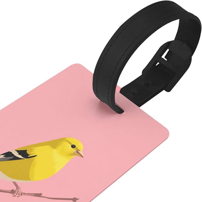 علامات الأمتعة الصفراء الطائر الوردي البسيطة ملصقات اسم معرف الأمتعة لحقائب السفر والرحلات البحرية - Image 3